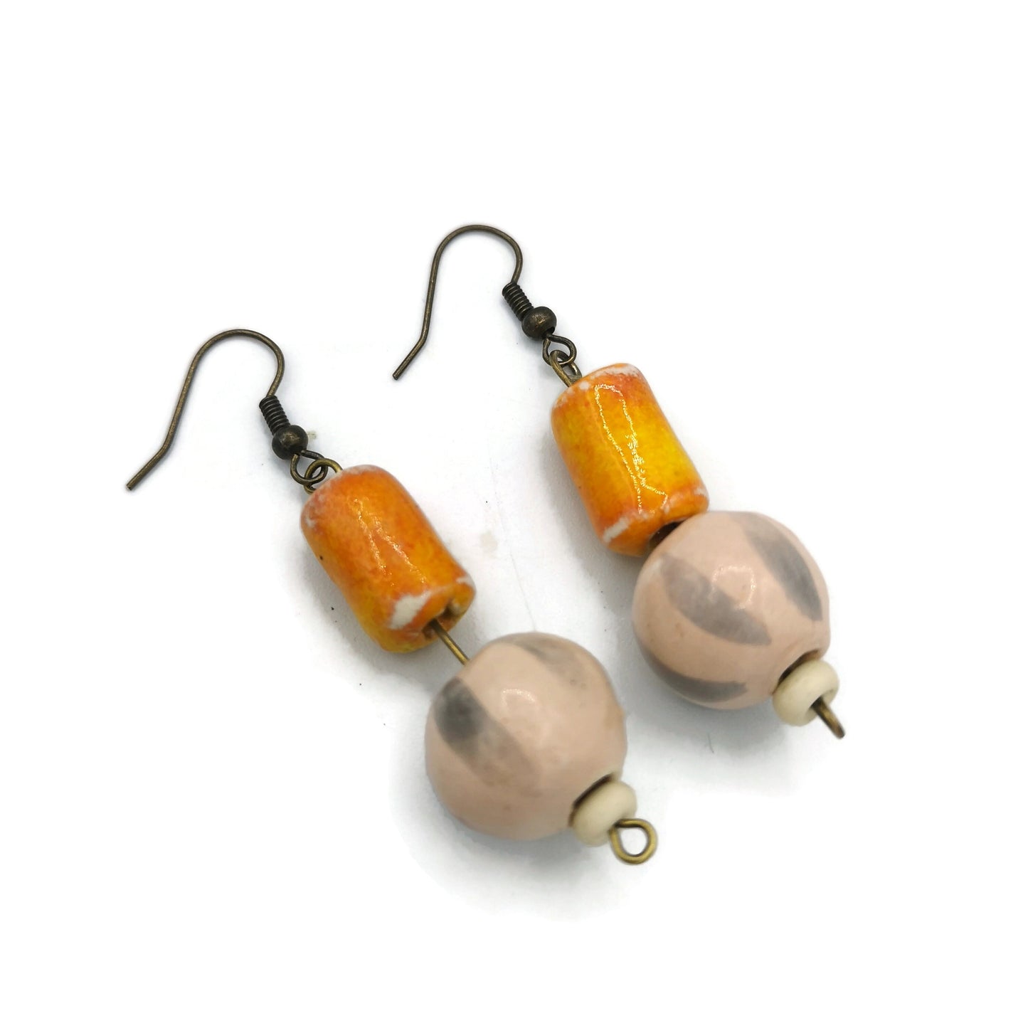 UNIQUE DANGLE EARRINGS, Ceramic Drop Earrings, 9th Anniversary Gift For Her, Novelty Charm Aesthetic Earrings - Ceramica Ana Rafael