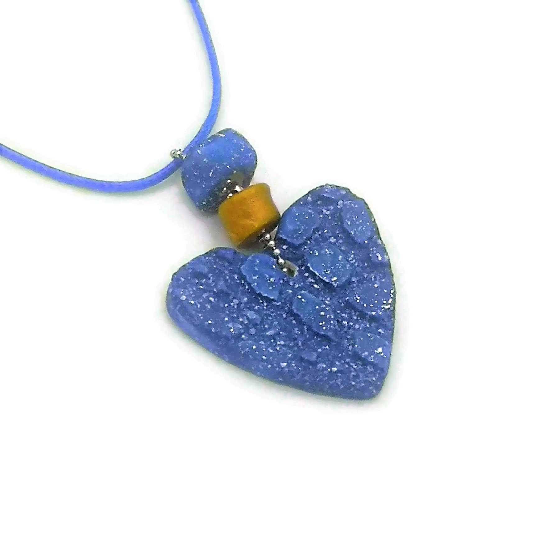 Statement Gold Heart Pendant Necklace For Women, Boho Clay Necklace, Everyday Necklace For Her, Cute Mother Day Gift From Daughter - Ceramica Ana Rafael