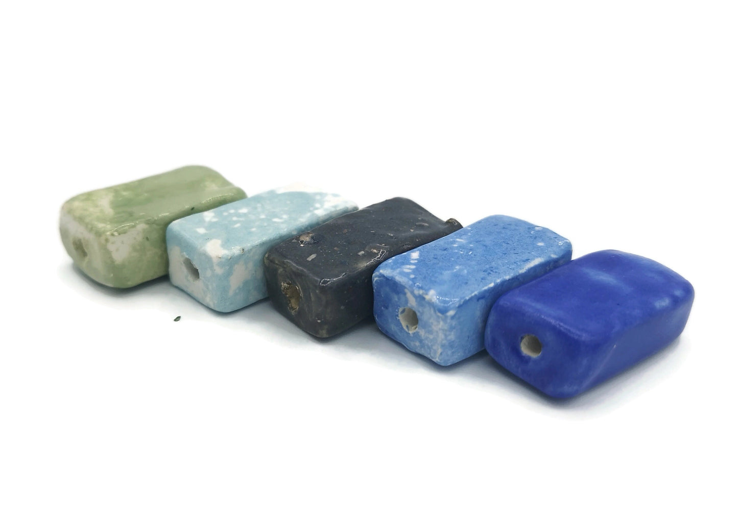 5Pc Extra Large Rectangular Tile Beads, Unique Rectangle Handmade Ceramic Bead For Jewelry Making, Decorative Assorted Clay Beads - Ceramica Ana Rafael