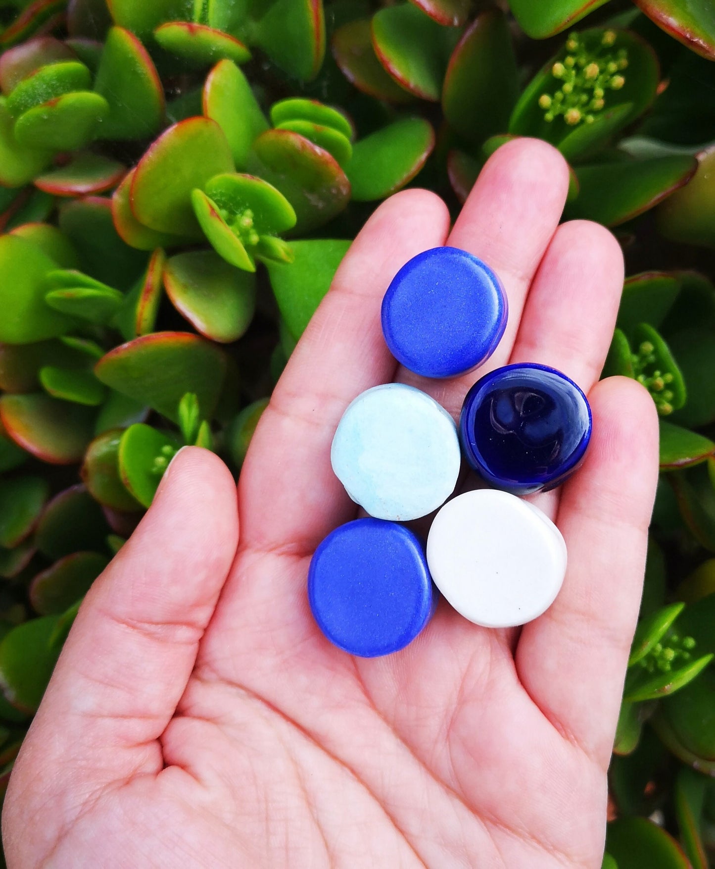 5Pcs Large Ceramic Beads, Royal Blue 20mm Coin Beads for Handmade Jewelry Making, Assorted Clay Components - Ceramica Ana Rafael
