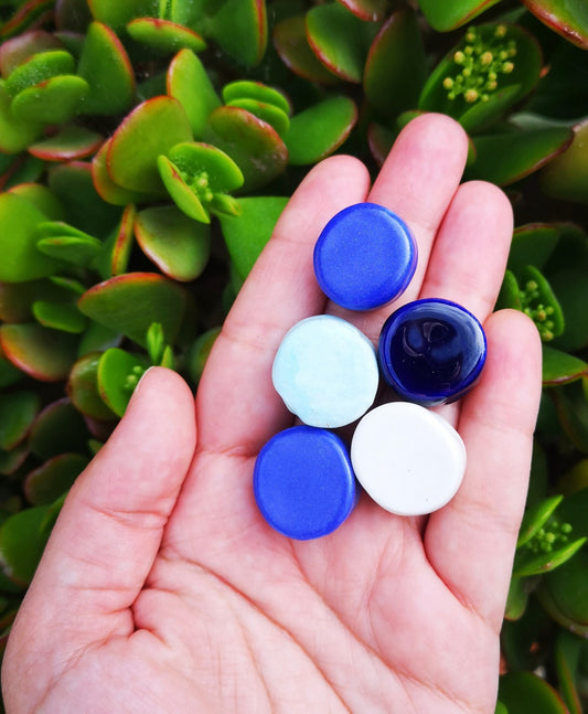 5Pcs Large Ceramic Beads, Royal Blue 20mm Coin Beads for Handmade Jewelry Making, Assorted Clay Components - Ceramica Ana Rafael