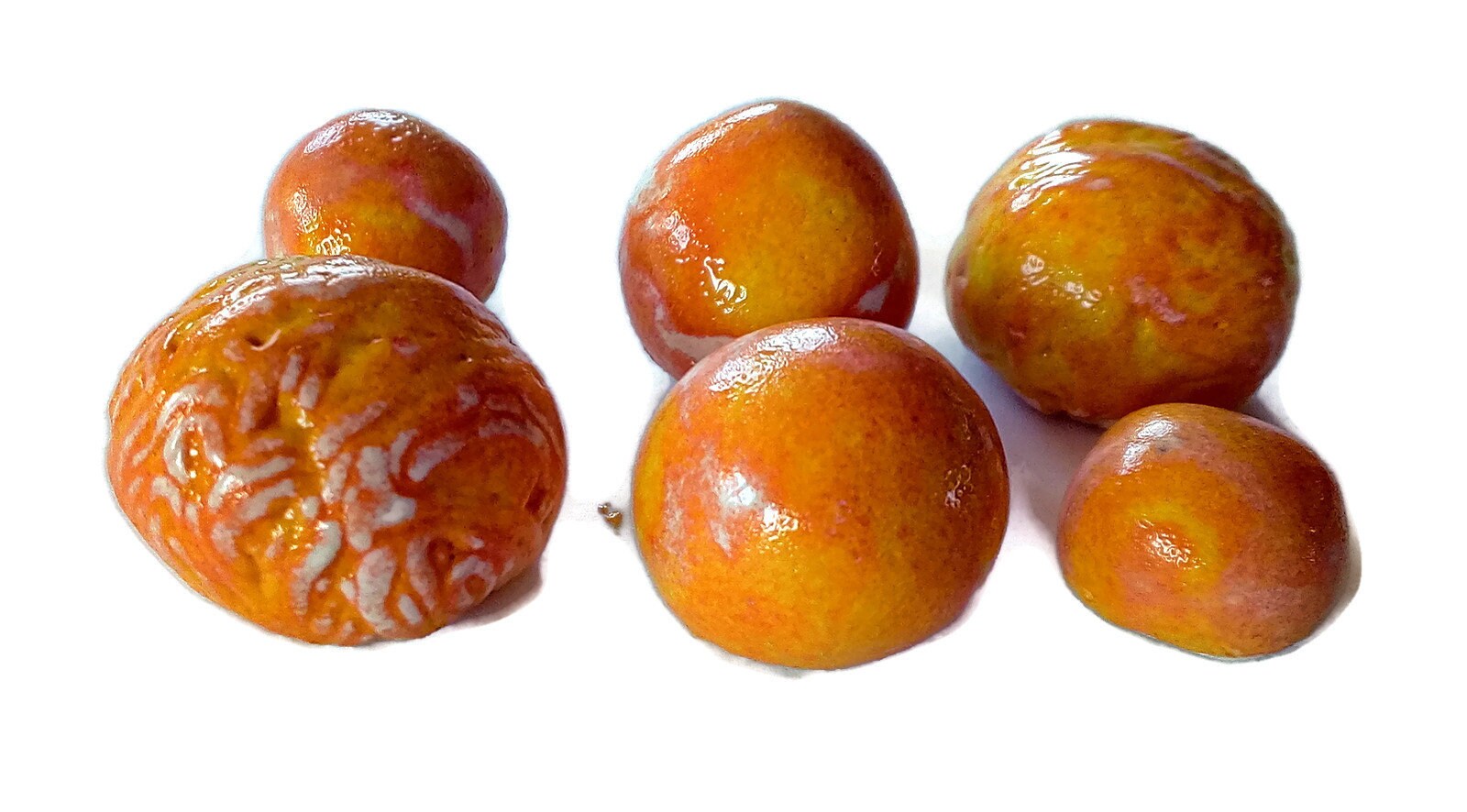 6Pc Handmade Ceramic Round Orange Cabochons For Clay Jewelry Making, Irregular Beads No Hole, Assorted Earring Components - Ceramica Ana Rafael