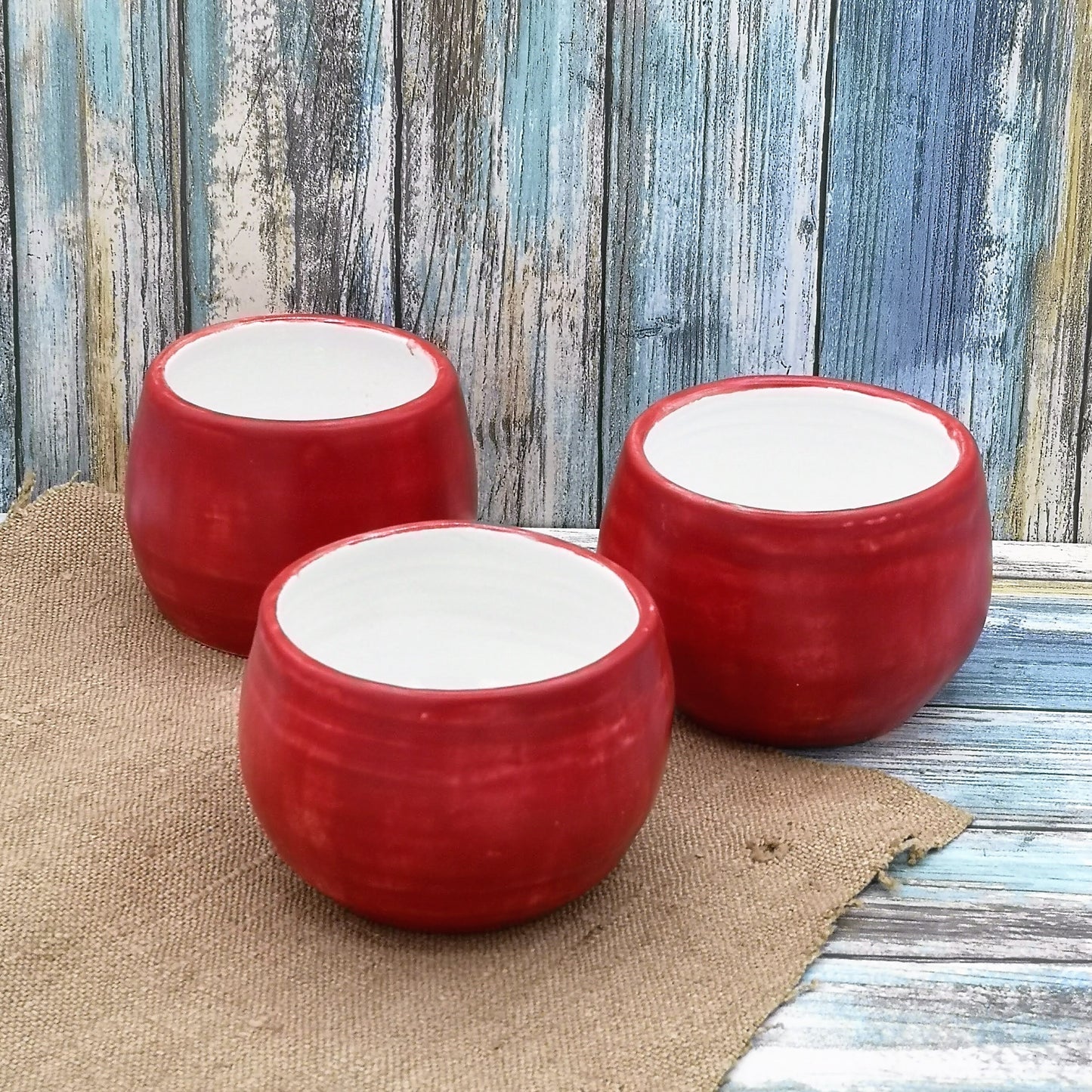 Handmade Ceramic Matte Red Mug, Unique Coffee Cup Without Handle, Large Hand Made Mug For Christmas Coffee Lovers Gifts - Ceramica Ana Rafael