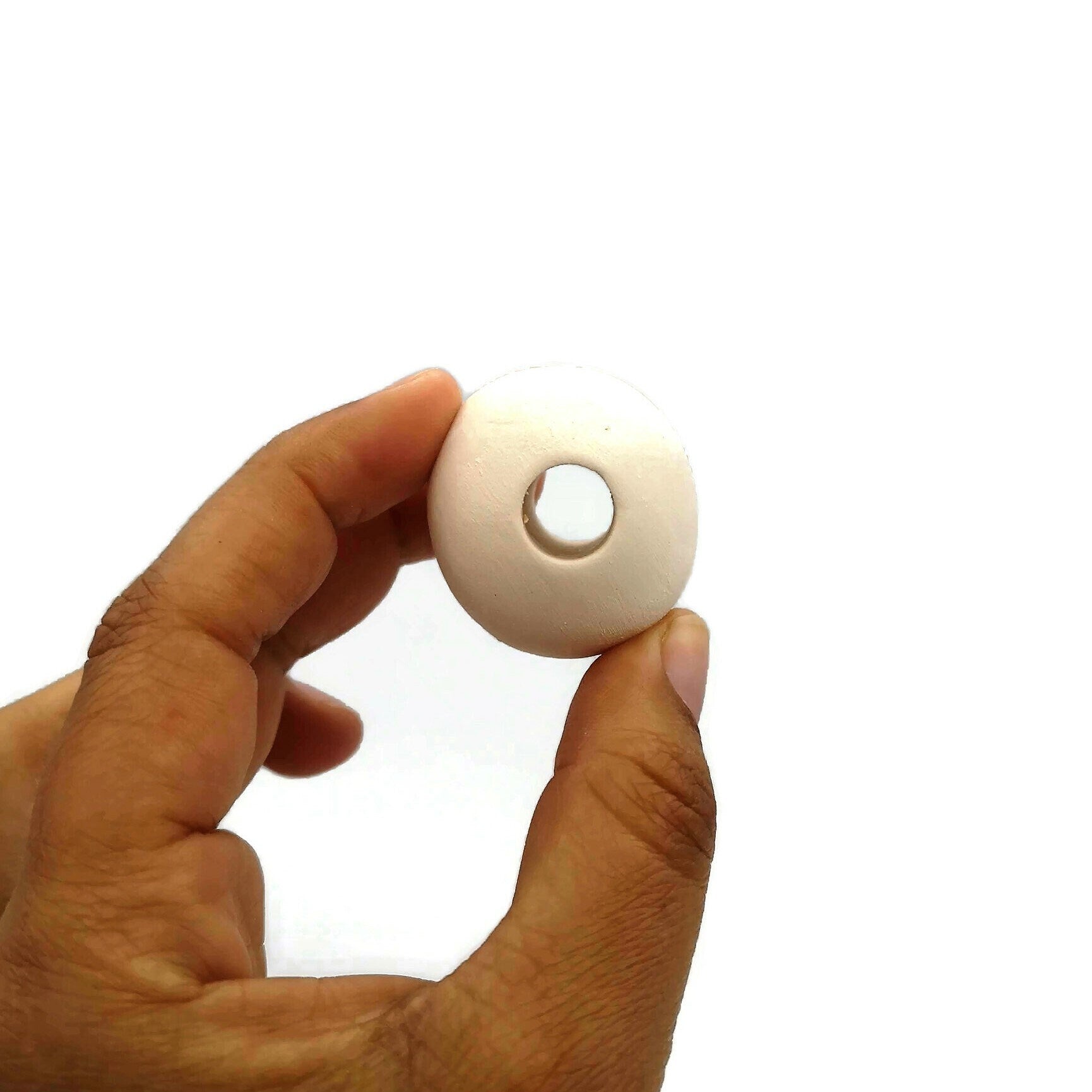 6Pc Handmade Ceramic Bisque Beads Ready To Paint, Oversized Beads for Jewelry Making Supplies Unglazed, Large Hole Macrame Beads Unpainted - Ceramica Ana Rafael