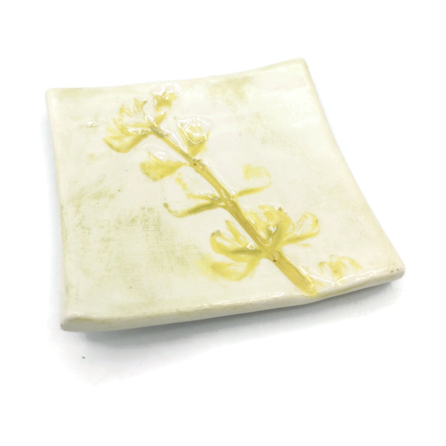 2Pc Handmade Ceramic Decorative Plate, Clay Trinket Dish, Small Square Shape Unique Ring Holder Dish, Mom Birthday Gift From Daughter - Ceramica Ana Rafael