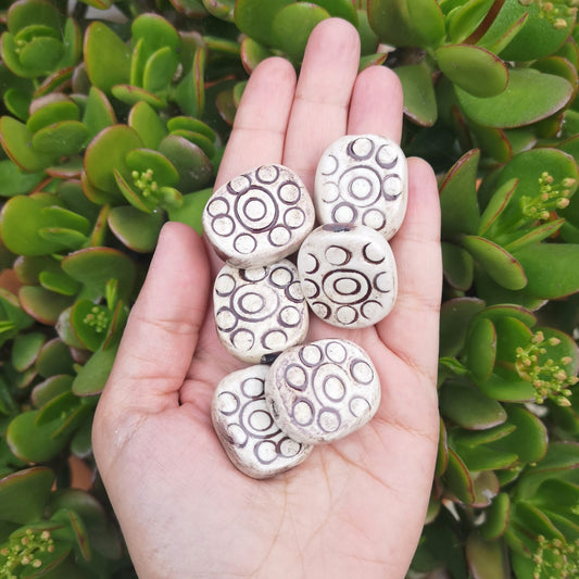 Handmade Ceramic Beads, Unique Clay Jewelry Beads, Unusual Porcelain Beads, Decorative Oval Beads For Crafts - Ceramica Ana Rafael