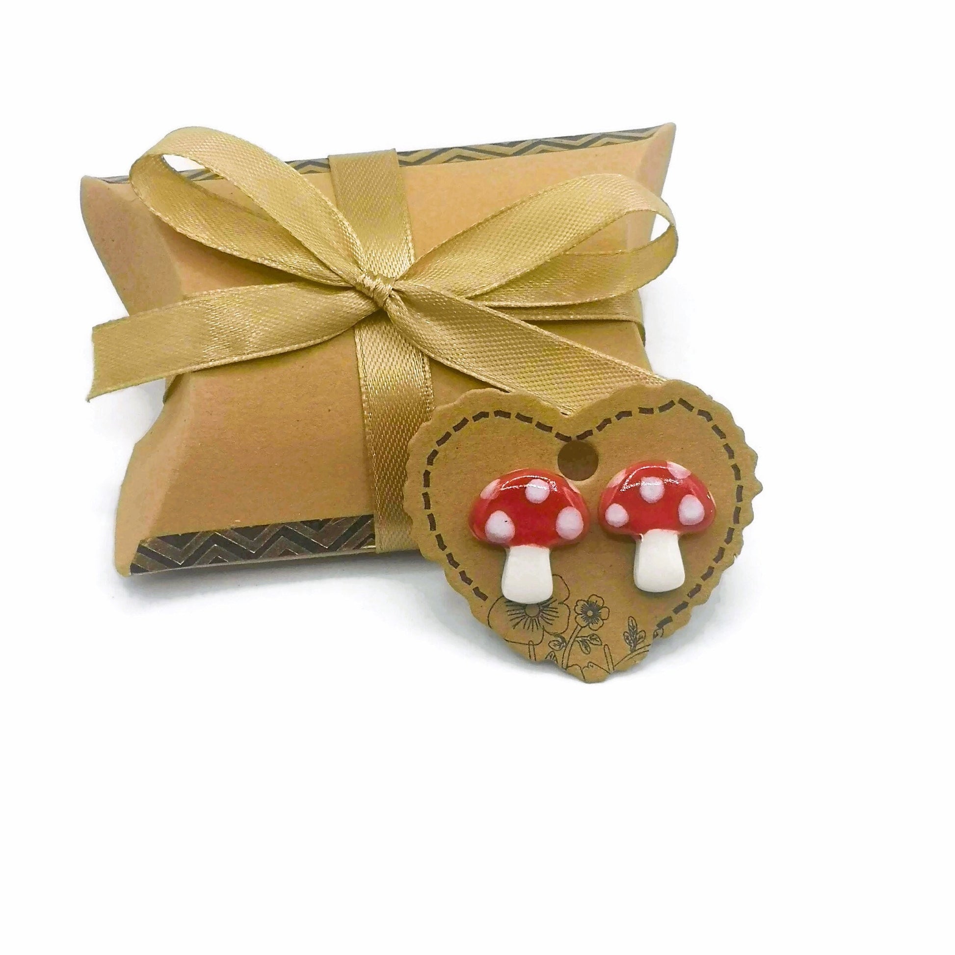 Handmade Red Mushroom Stud Earrings For Women, Clay Designer Earrings, Stocking Stuffer For Teen Girl, Ceramic Jewelry Best Gifts For Her - Ceramica Ana Rafael
