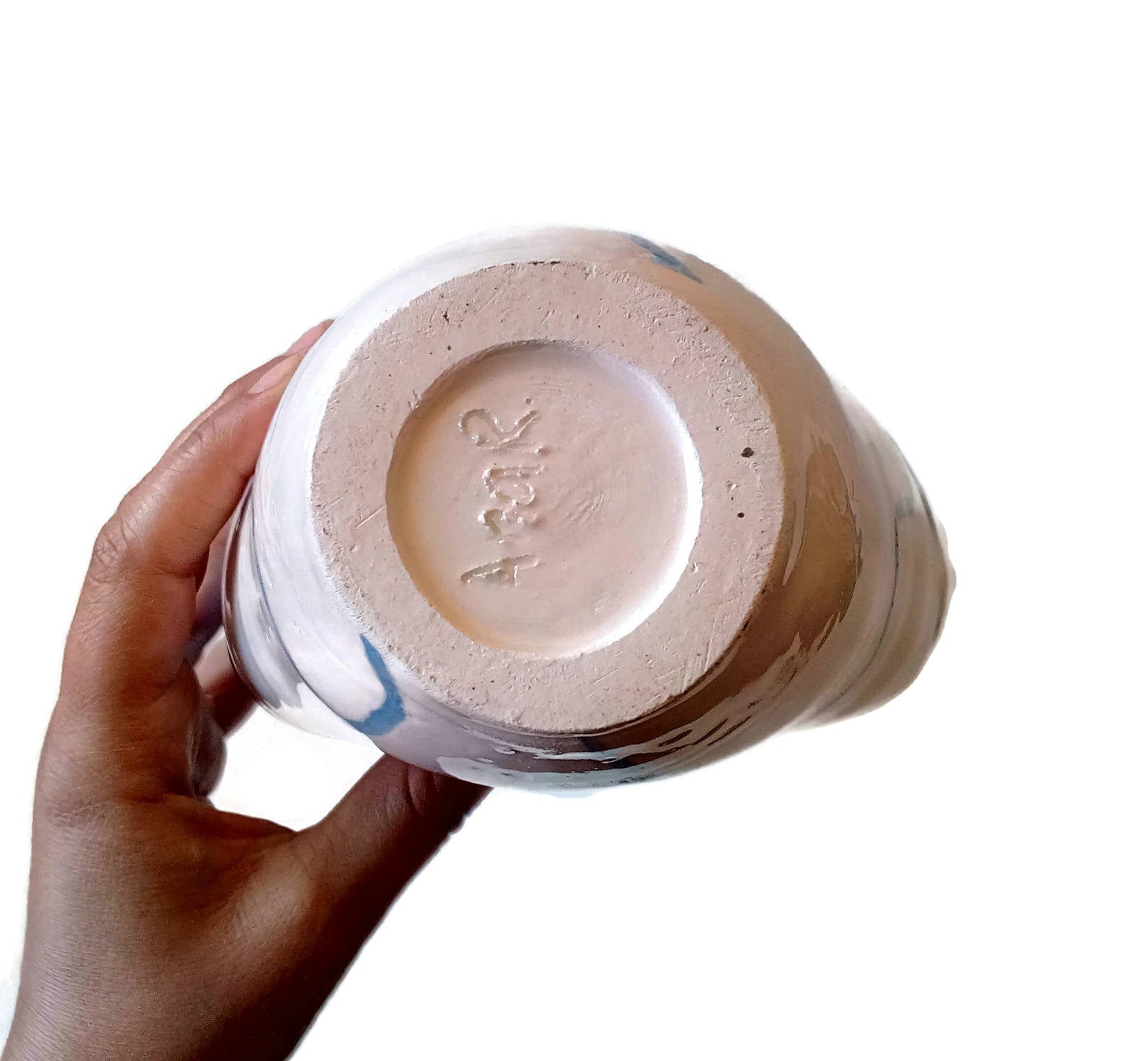 Sculptural Textured Blue Handmade Ceramic Vase, Unique Tall Vase With Organic Shape, Wedding Gift For Couple, New Home Gift - Ceramica Ana Rafael