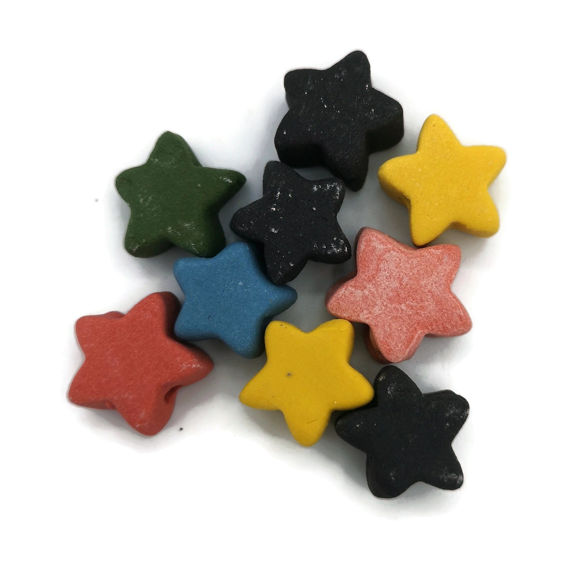 9Pc 15mm Handmade Ceramic Star Beads For Jewelry Making, Assorted Pastel Macrame Beads Large Hole 2mm, Colorful Unique Clay Beads For Crafts - Ceramica Ana Rafael