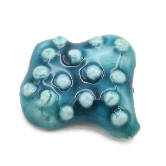 Handmade Ceramic Brooch Pin for Women, Bright Blue Artisan Jewelry, 9th Anniversary Gift for Wife, Best Gifts For Him, Lapel Pin - Ceramica Ana Rafael