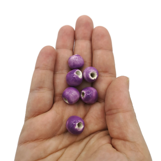 Clay Beads For Jewelry Making, Set Of 6 Cute Macrame Beads Ceramic Beads, Best Sellers, Handmade Ceramics Round Bubblegum Beads Unique - Ceramica Ana Rafael