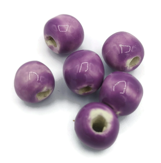 Clay Beads For Jewelry Making, Set Of 6 Cute Macrame Beads Ceramic Beads, Best Sellers, Handmade Ceramics Round Bubblegum Beads Unique - Ceramica Ana Rafael