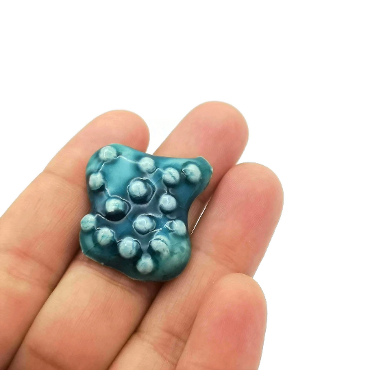 Handmade Ceramic Brooch Pin for Women, Bright Blue Artisan Jewelry, 9th Anniversary Gift for Wife, Best Gifts For Him, Lapel Pin - Ceramica Ana Rafael