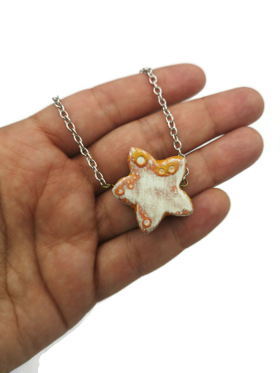 Boho Choker Necklace Pendant For Women, Large Star Necklace, Mothers Day Gift From Daughter, Gift For Her - Ceramica Ana Rafael