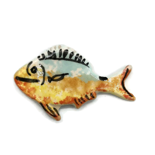 Handmade Ceramic Fish Magnet, Refrigerator Magnet, Beach Fridge Magnet Cute For Decoration, Housewarming Gift First Home - Ceramica Ana Rafael