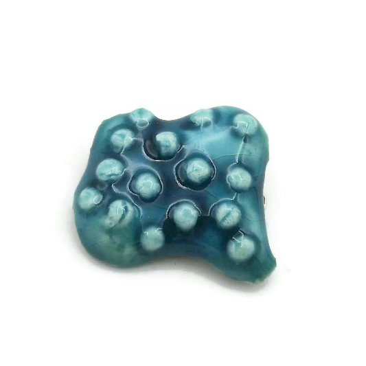 Handmade Ceramic Brooch Pin for Women, Bright Blue Artisan Jewelry, 9th Anniversary Gift for Wife, Best Gifts For Him, Lapel Pin - Ceramica Ana Rafael
