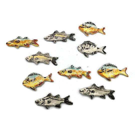 Handmade Ceramic Fish Magnet, Refrigerator Magnet, Beach Fridge Magnet Cute For Decoration, Housewarming Gift First Home - Ceramica Ana Rafael