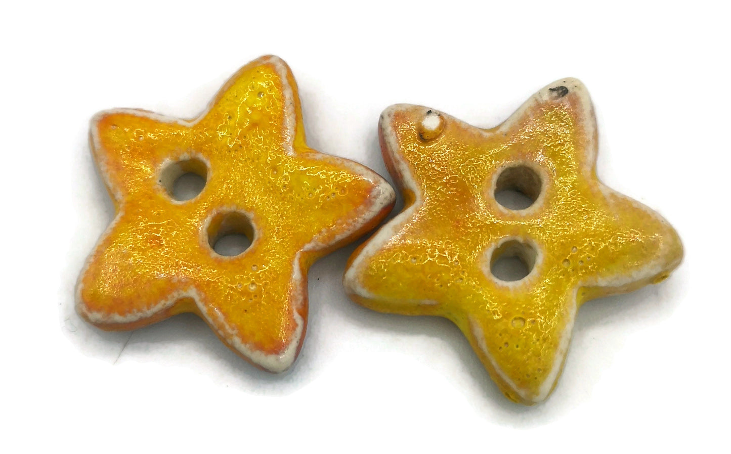 Set Of 2 Coat Buttons, Handmade Ceramic Sewing Buttons Star Shaped, Sewing Supplies And Notions, Custom Buttons For Jewelry Making - Ceramica Ana Rafael