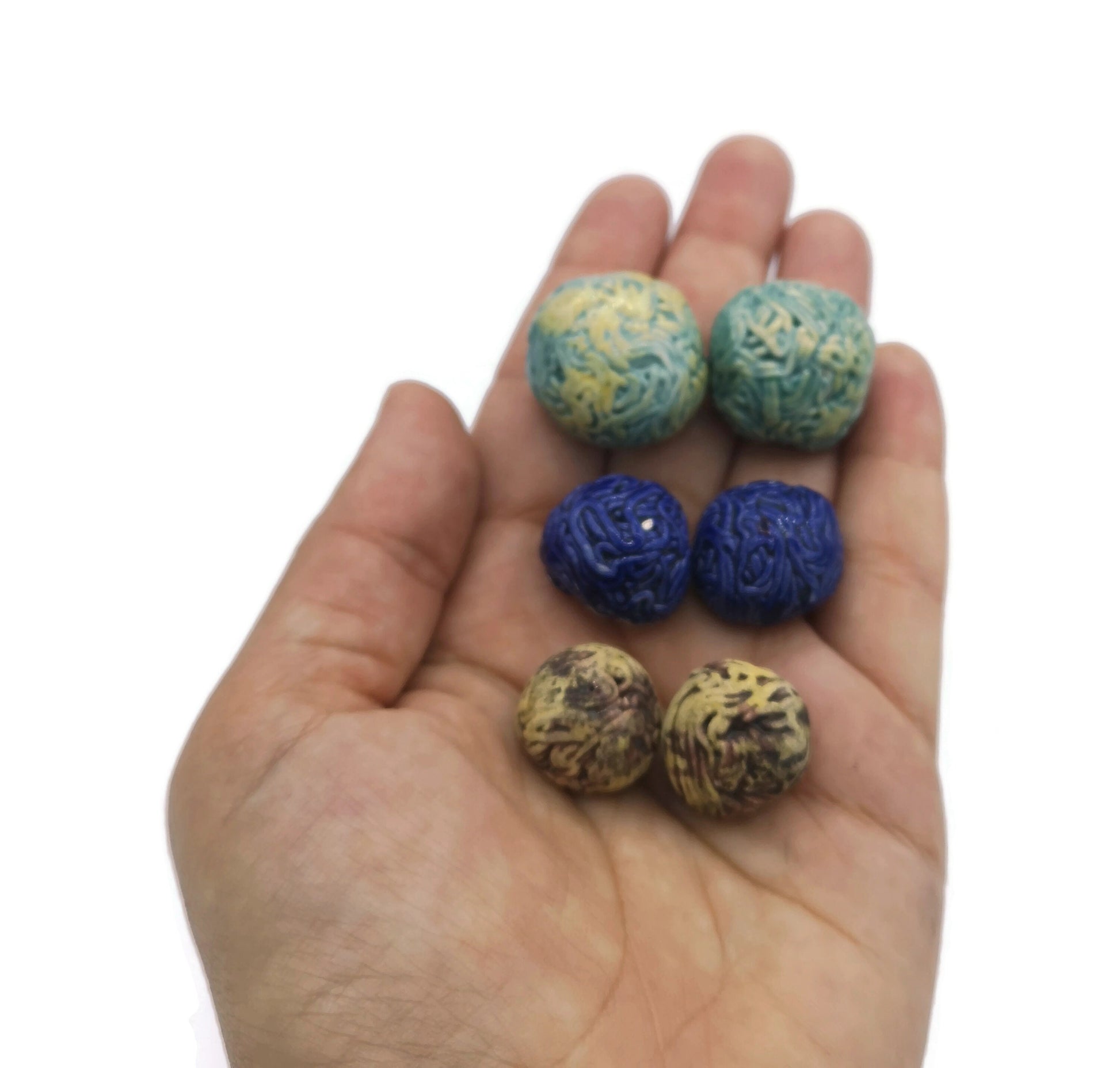 FLATBACK CABOCHON, CERAMIC Jewelry, Cute Cabochons, Set of 6 Assorted Cabochons, No Hole Beads For Decorating, Unique Gift For Mom - Ceramica Ana Rafael