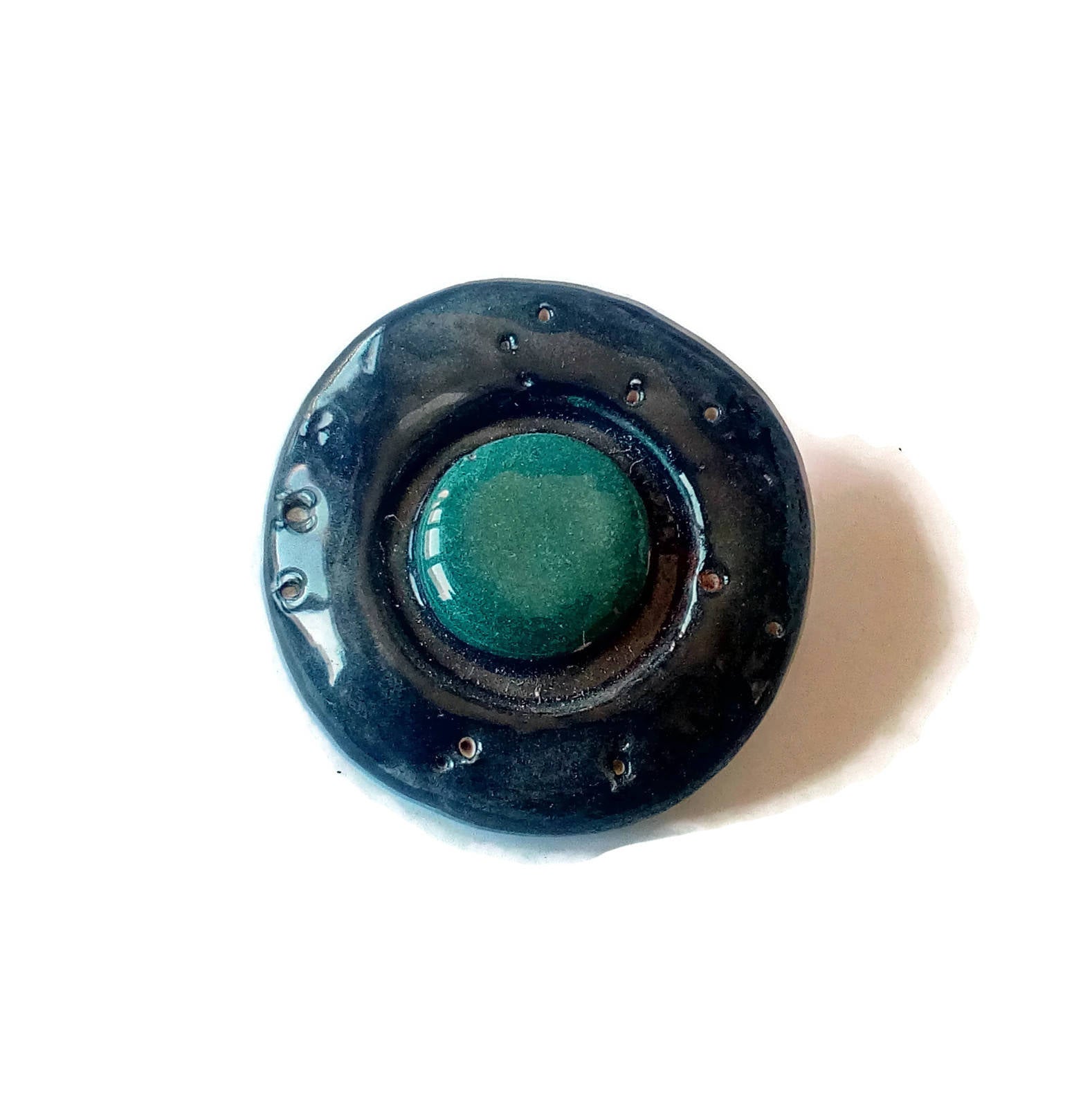 Small Handmade Round Shape Ceramic Jewelry For Women, Scarf Brooch Gift For Wife - Ceramica Ana Rafael