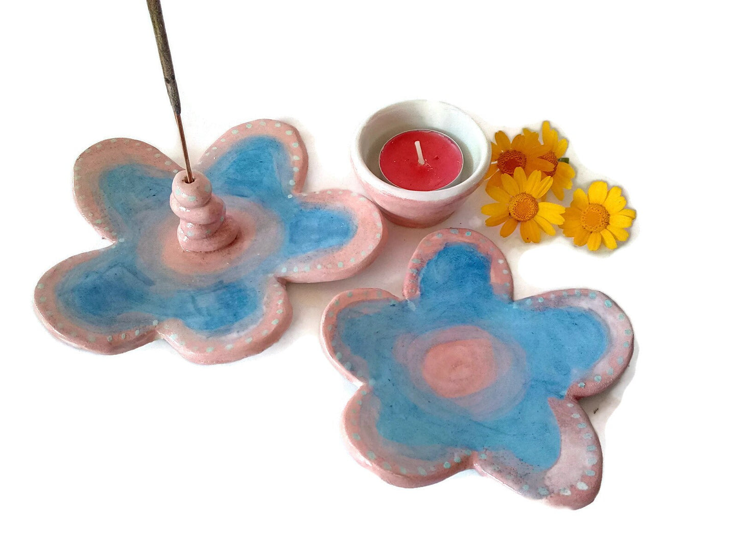 Cute Incense Holder, Handmade Ceramic Bowl Set 3Pcs, Tea Light Holder, Mothers Day Gift For Grandma, Plant Mom Birthday Gift From daughter, - Ceramica Ana Rafael