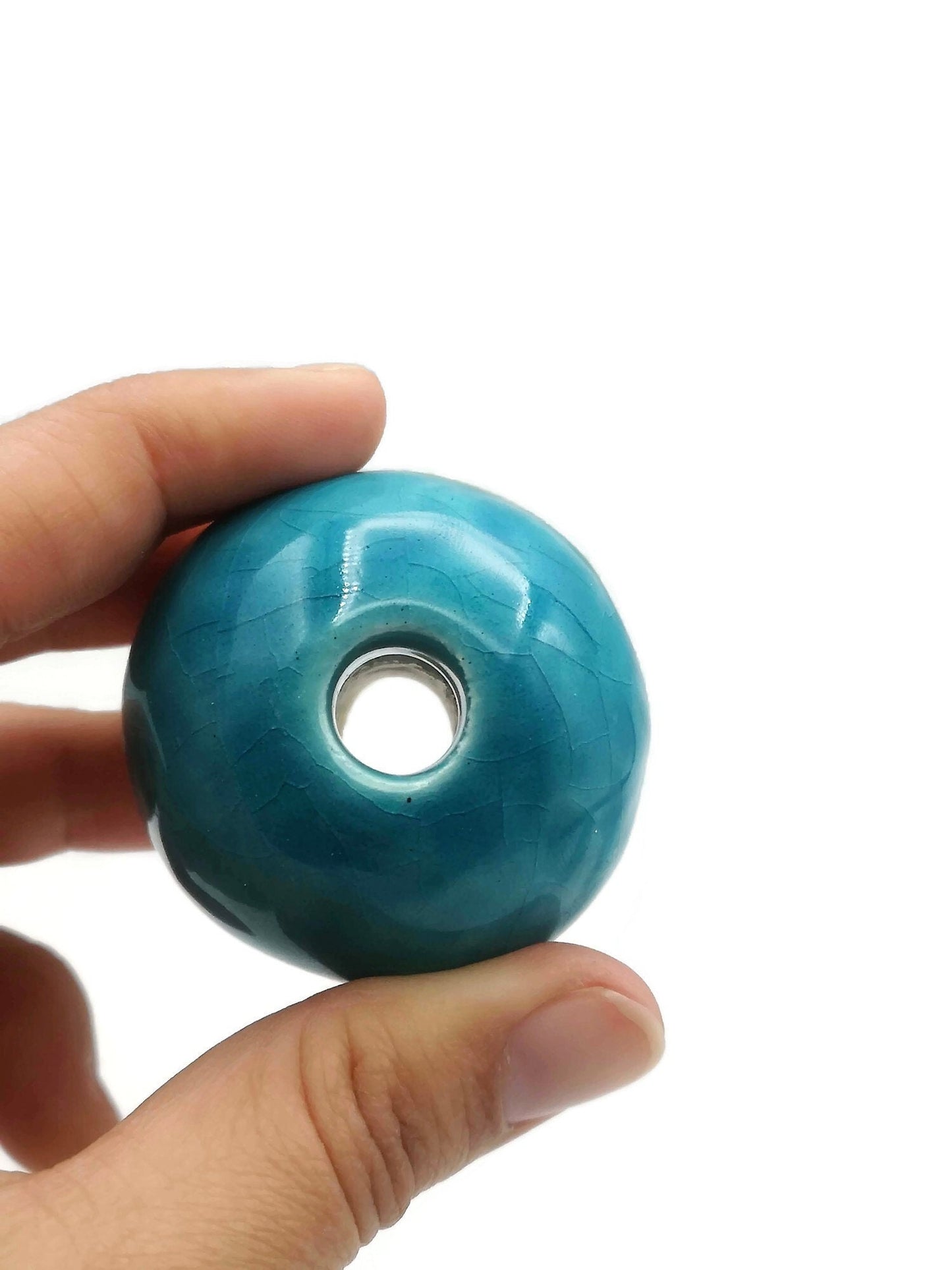 1Pc 40mm Extra Large Handmade Ceramic Macrame Beads, 10mm Large Hole Clay Beads, Unique Chunky Jewelry Making Supplies, Focal Point Beads - Ceramica Ana Rafael