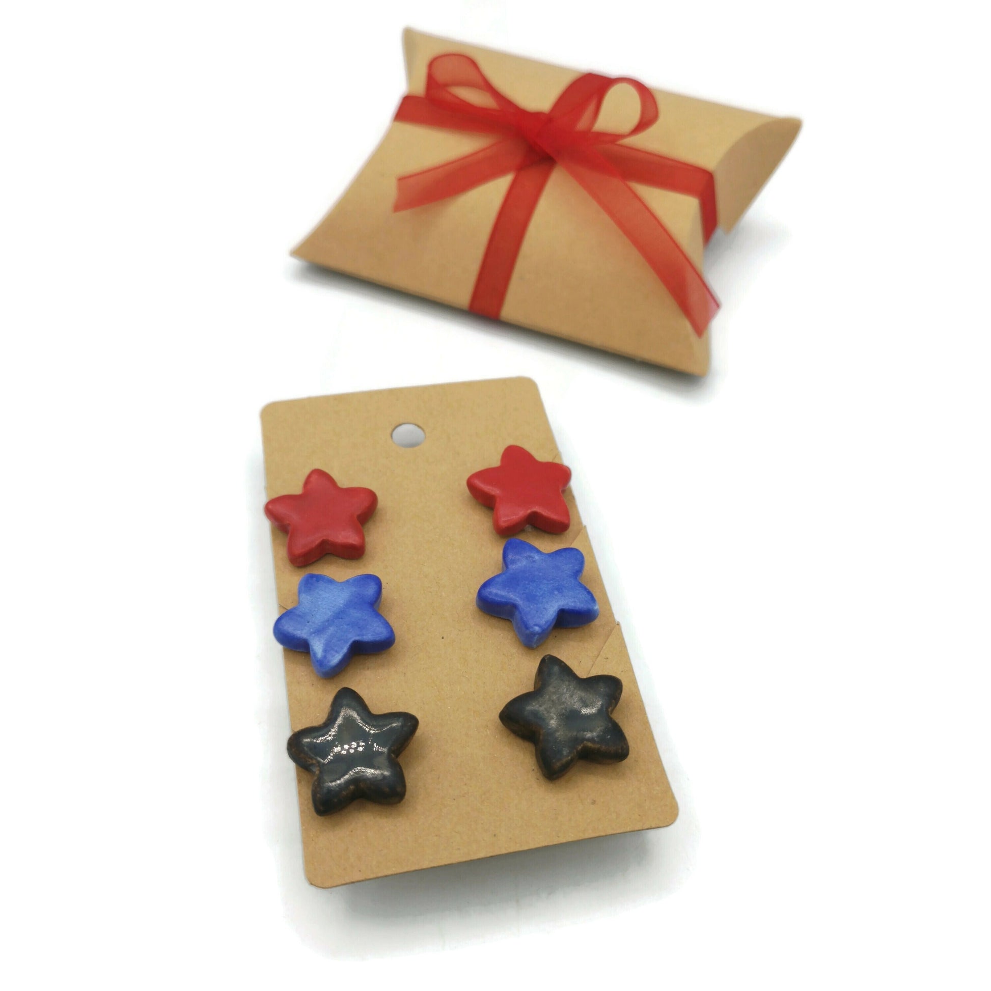 Set of 3 Star Stud Earrings For Women, Novelty Earrings, Best Gits For Her, Quirky Statement Jewelry, Cute Mom Birthday Gift From Daughter - Ceramica Ana Rafael