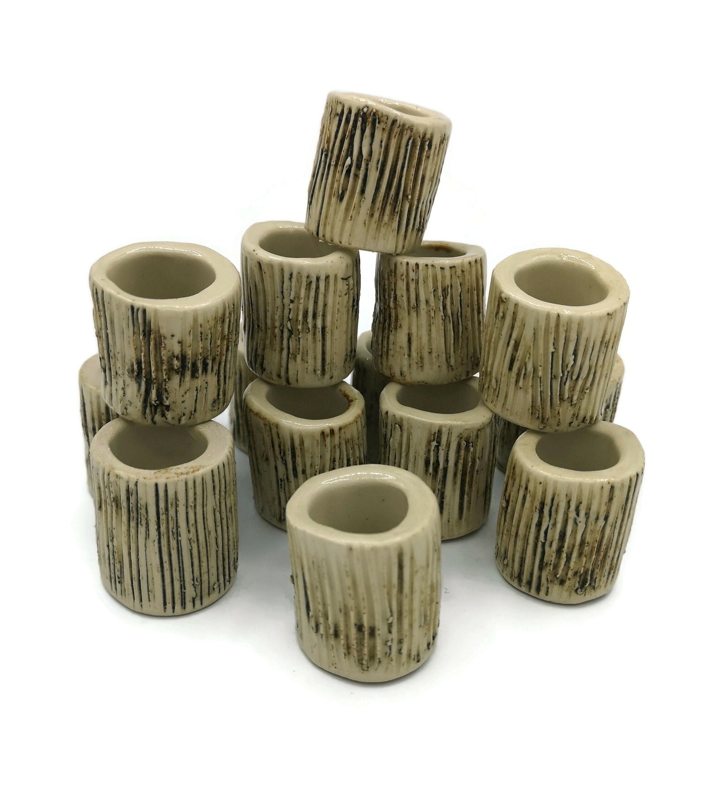 LARGE TUBE BEADS, 35mm Handmade Ceramic Macrame Beads For Crafts, Best Gifts For Him, Clay Bead, Large Hole Beads For Dreadlock - Ceramica Ana Rafael