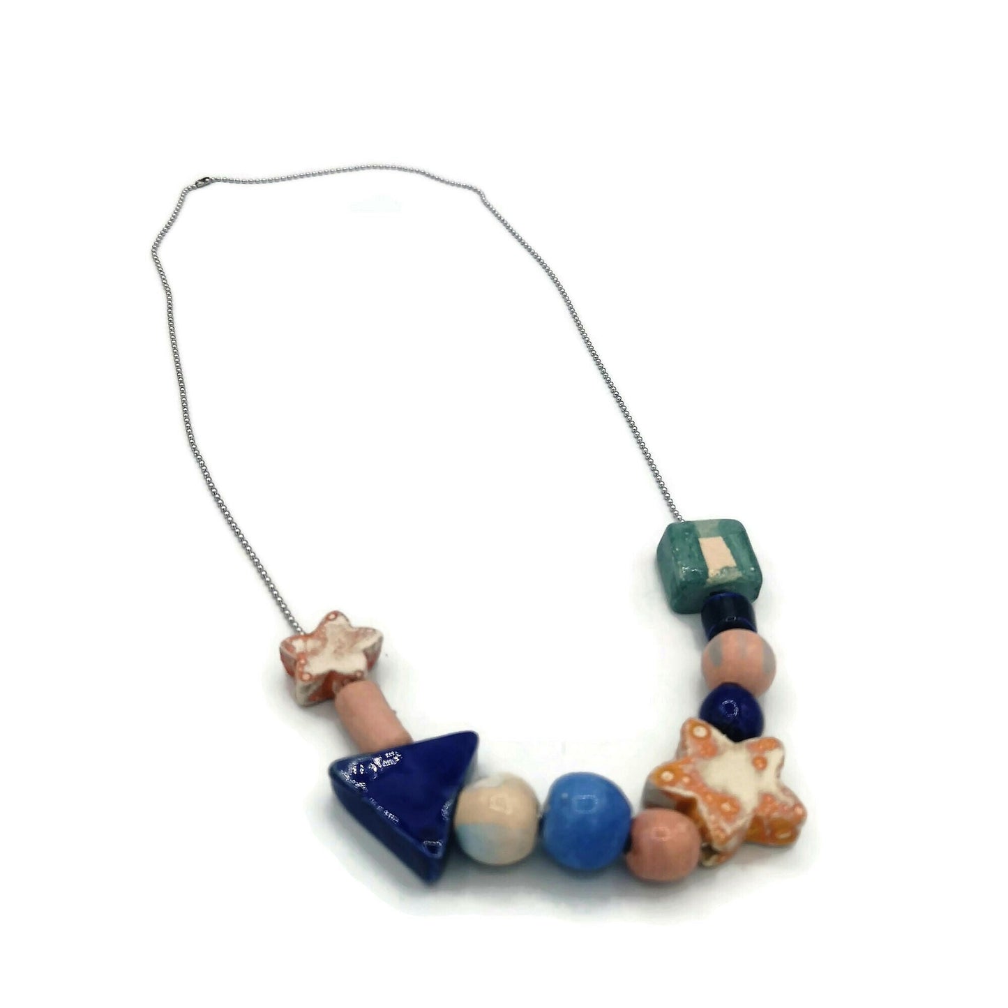 Colorful Necklace, Aesthetic Necklace Beaded, Bohemian Necklace Best Gifts For Her, Chunky Bead Necklace, Geometric Clay Necklace Mother Day - Ceramica Ana Rafael