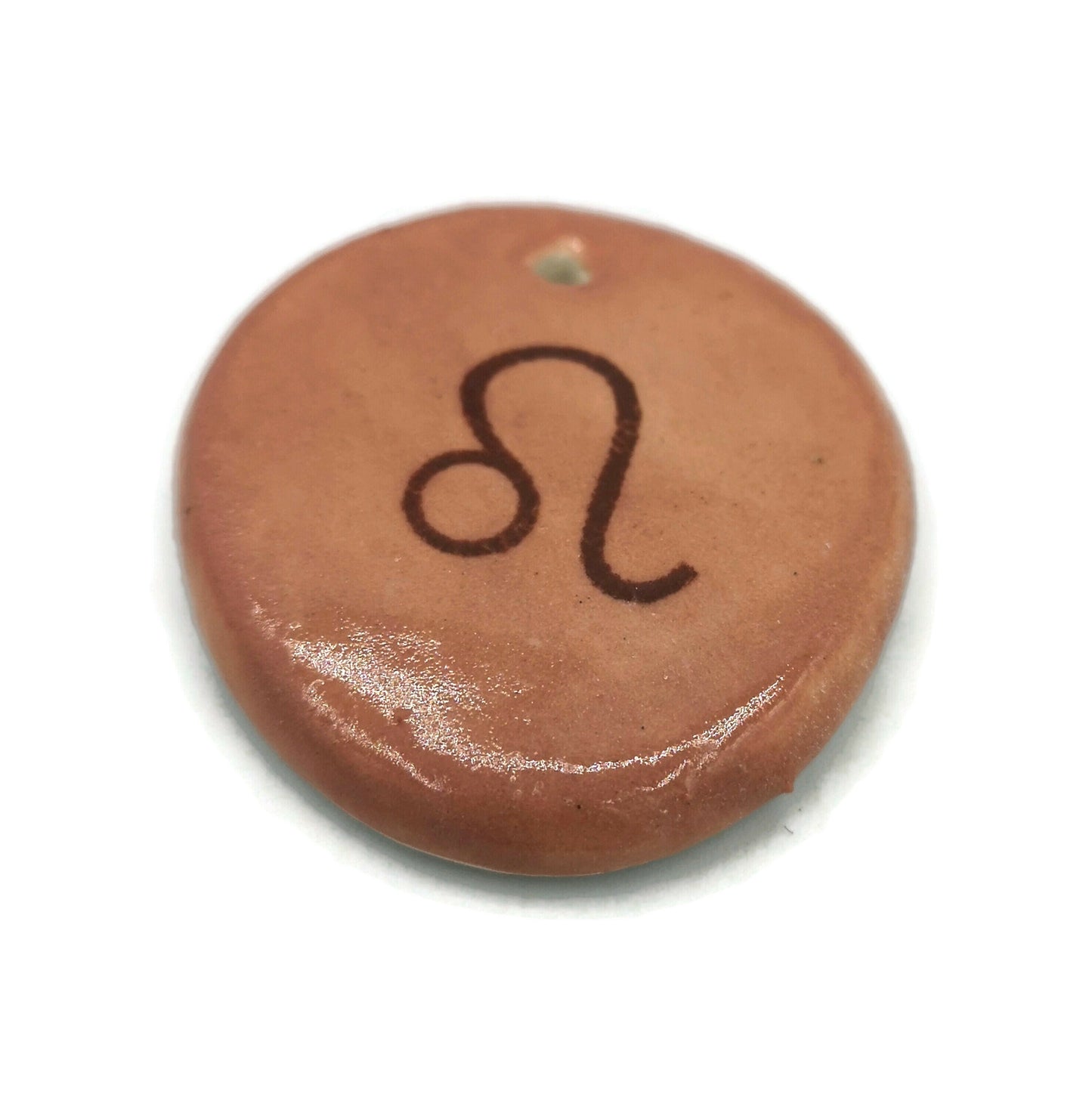 Leo pendant for necklace, large zodiac pendant, ceramic pendant for jewelry making supplies, DIY gifts for mom, oval pendant no chain, best - Ceramica Ana Rafael