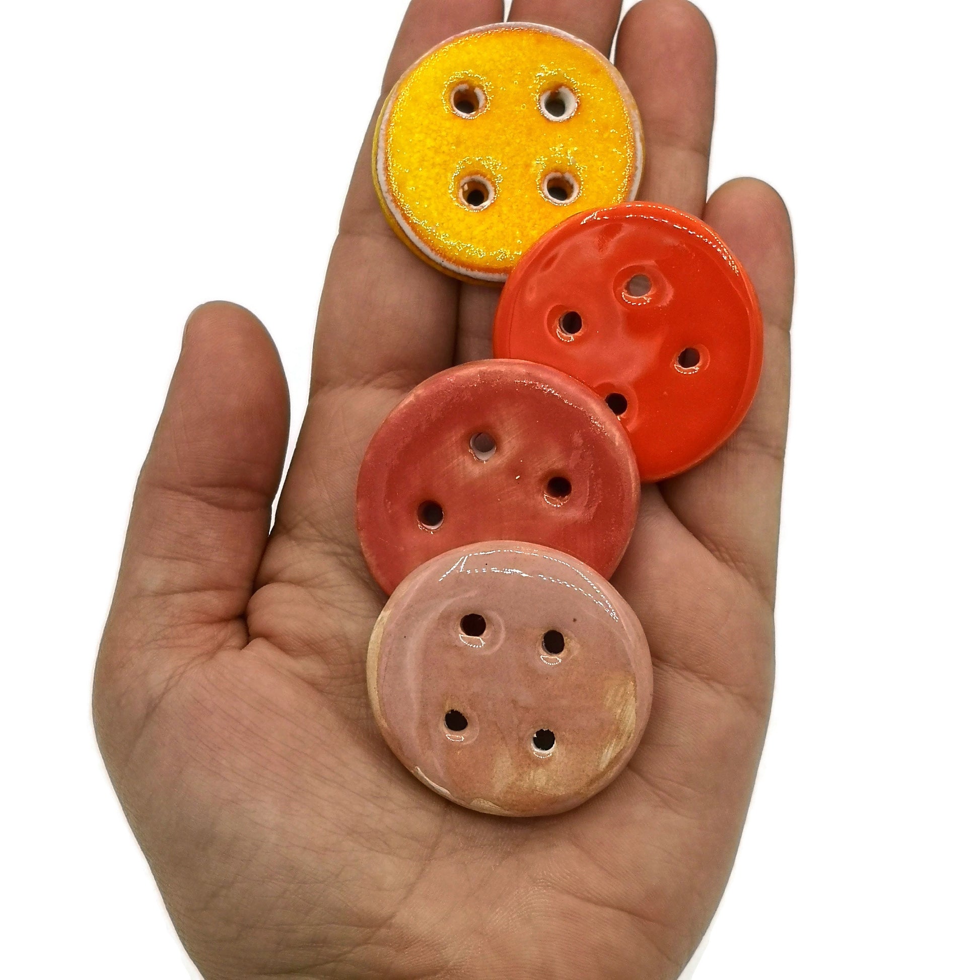 Clay Buttons Lot Of 4, Round Large Sewing Buttons, Jewelry making, Best sellers Sewing Supplies And Notions, Handmade Ceramic Unique Buttons - Ceramica Ana Rafael
