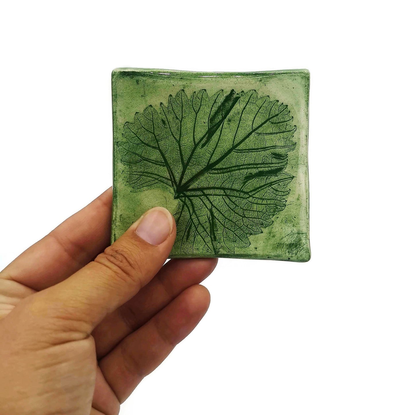 Ceramic candle holder, tealight holder, clay trinket dish, jewelry dish, square tea bag holder, small unique wedding favors - Ceramica Ana Rafael