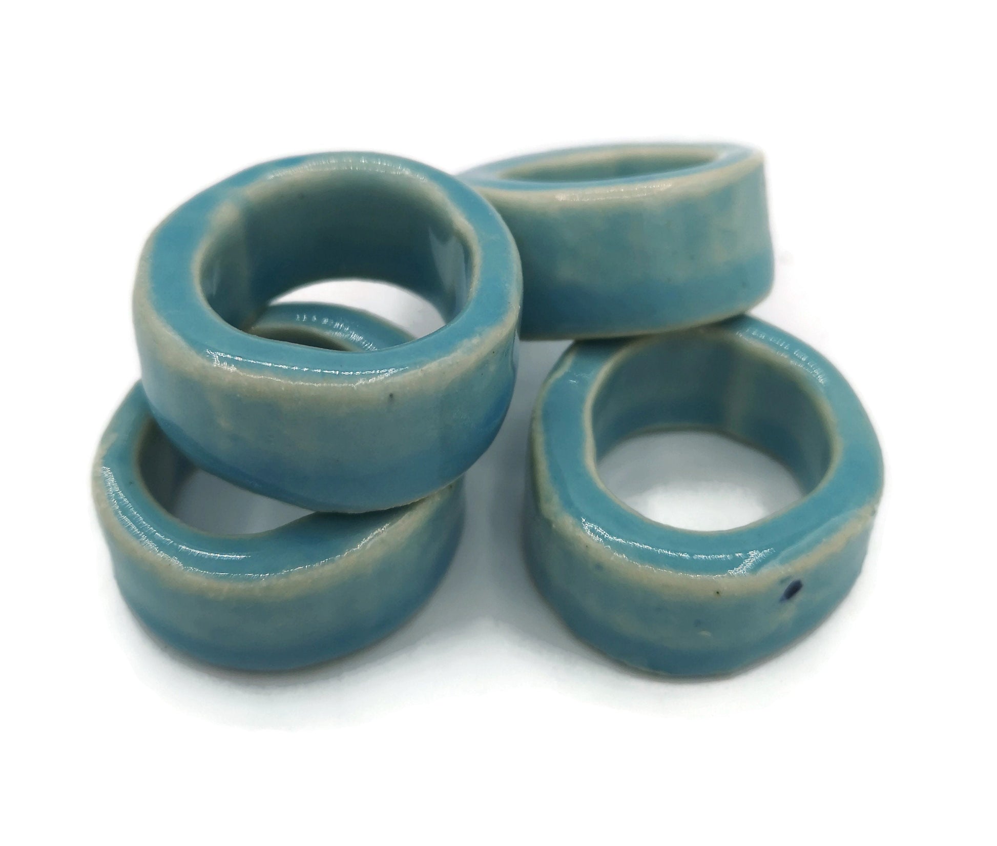 4Pc Large Hole Tube Beads, Macrame Ceramic Beads Decorative Big Dread Beads for Men - Ceramica Ana Rafael