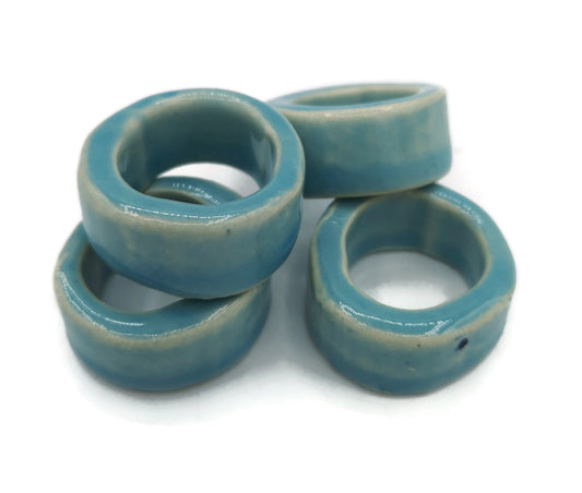 4Pc Large Hole Tube Beads, Macrame Ceramic Beads Decorative Big Dread Beads for Men - Ceramica Ana Rafael