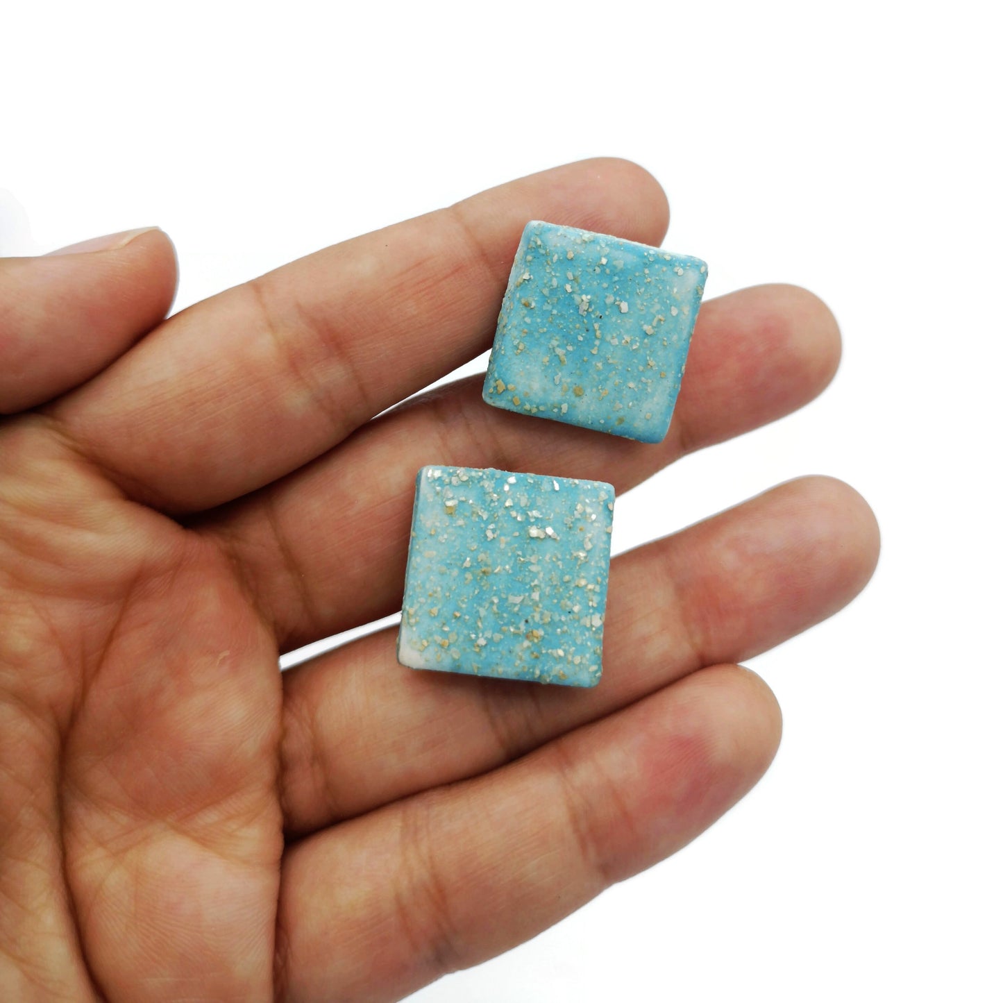 Handmade ceramic gold cufflinks for dad, 9th anniversary gift for husband, Fathers Day Gift From Daughter, Step Dad Gift - Ceramica Ana Rafael