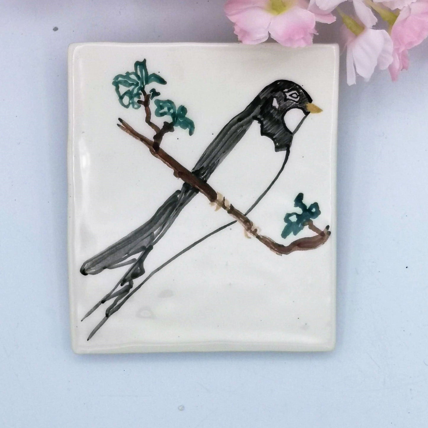 Hand Painted Swallow Bird Tiles For Backsplash, Bird Lovers Mother's Day Gift From Daughter, Handmade Ceramic Decorative Tiles Best Sellers - Ceramica Ana Rafael
