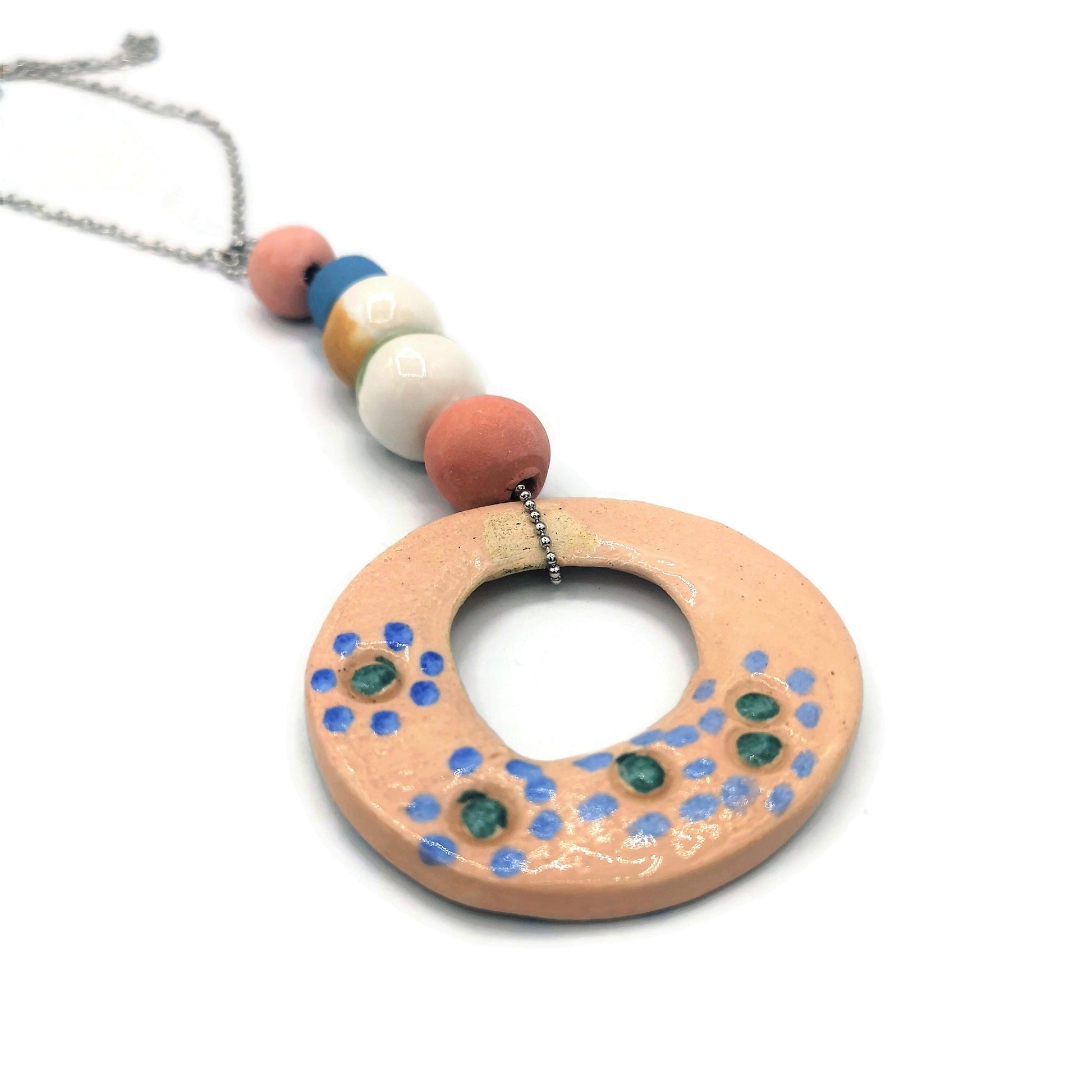 Statement Ceramic Pendant Necklace For Women, Everyday Beaded Necklace Best Gifts For Her, Best Sellers Unique Handmade Jewelry For Her - Ceramica Ana Rafael