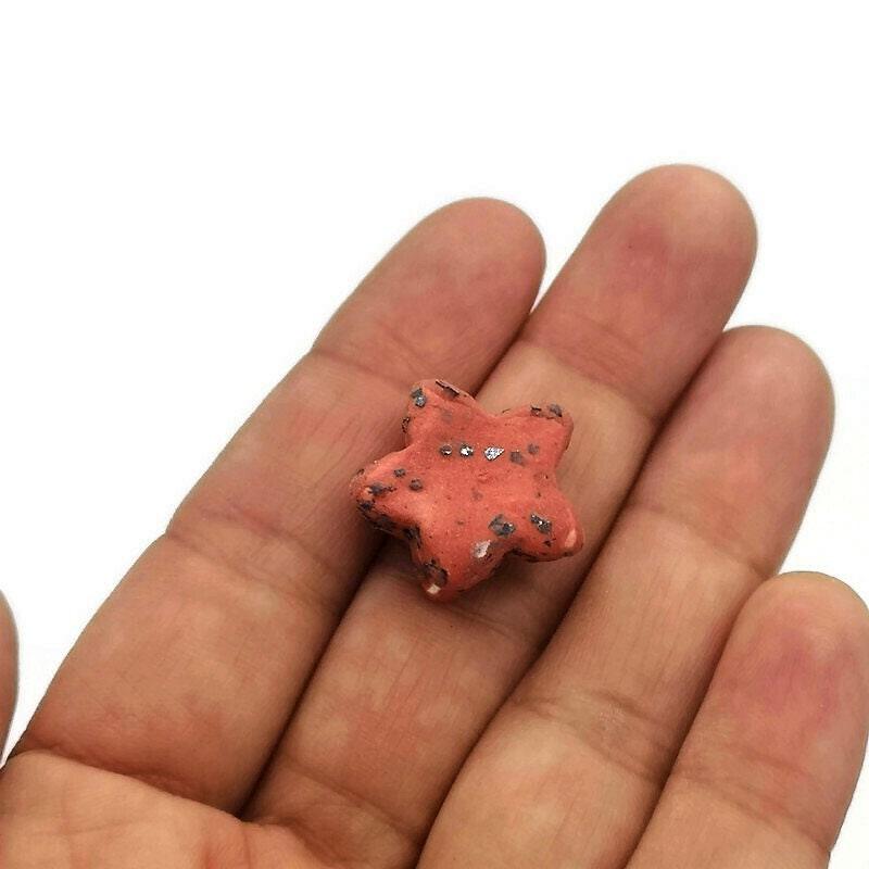 1Pc Handmade Cermic Star Beads, Unique Large Macrame Beads, Jewelry Making Clay Beads, Big Decorative Porcelain Beads - Ceramica Ana Rafael