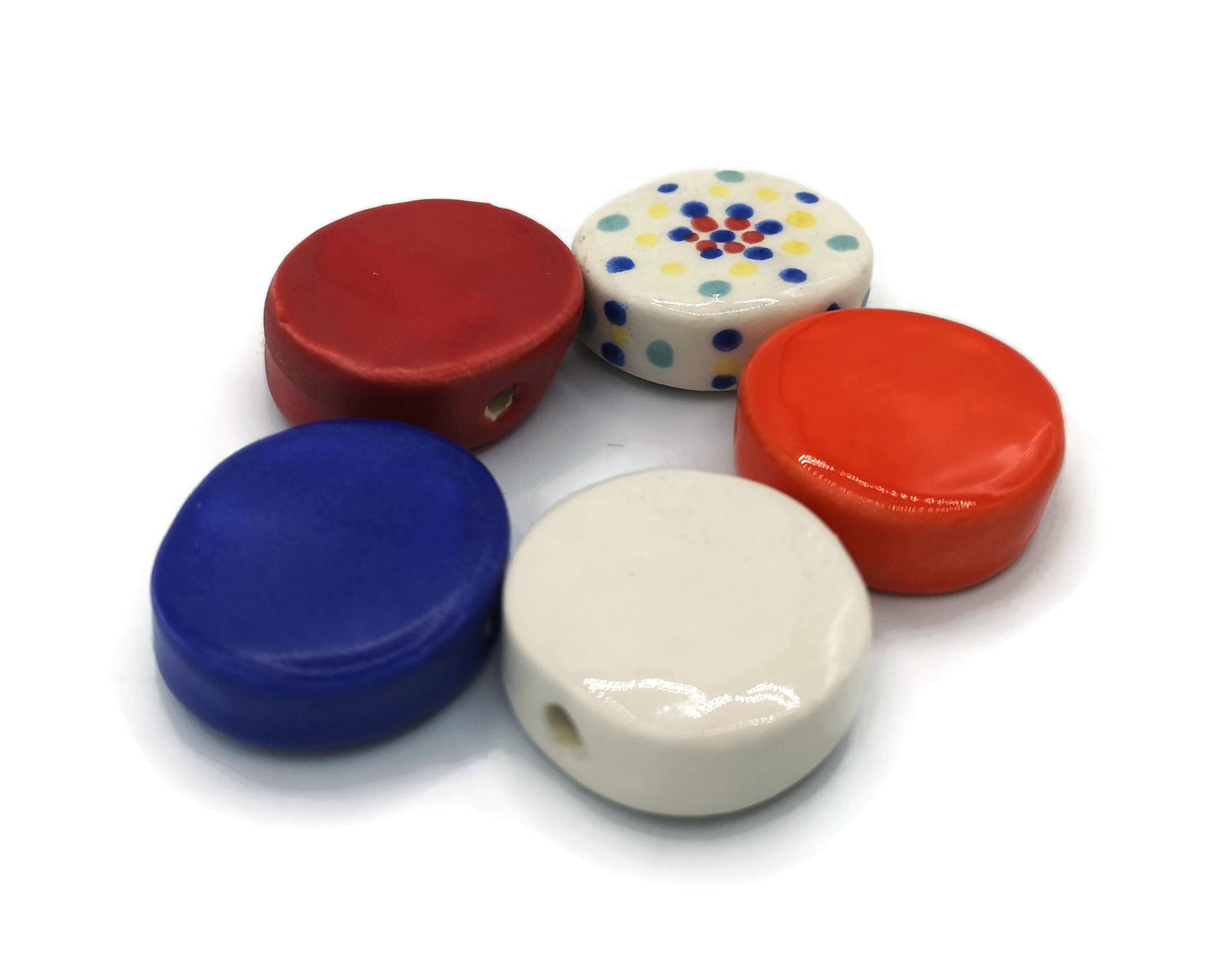 Clay Beads For Jewelry Making, Coin Beads For Crafts, Handmade Ceramic Macrame Beads, Best Selers Round Beads Jumbo, Large Unusual Beads - Ceramica Ana Rafael