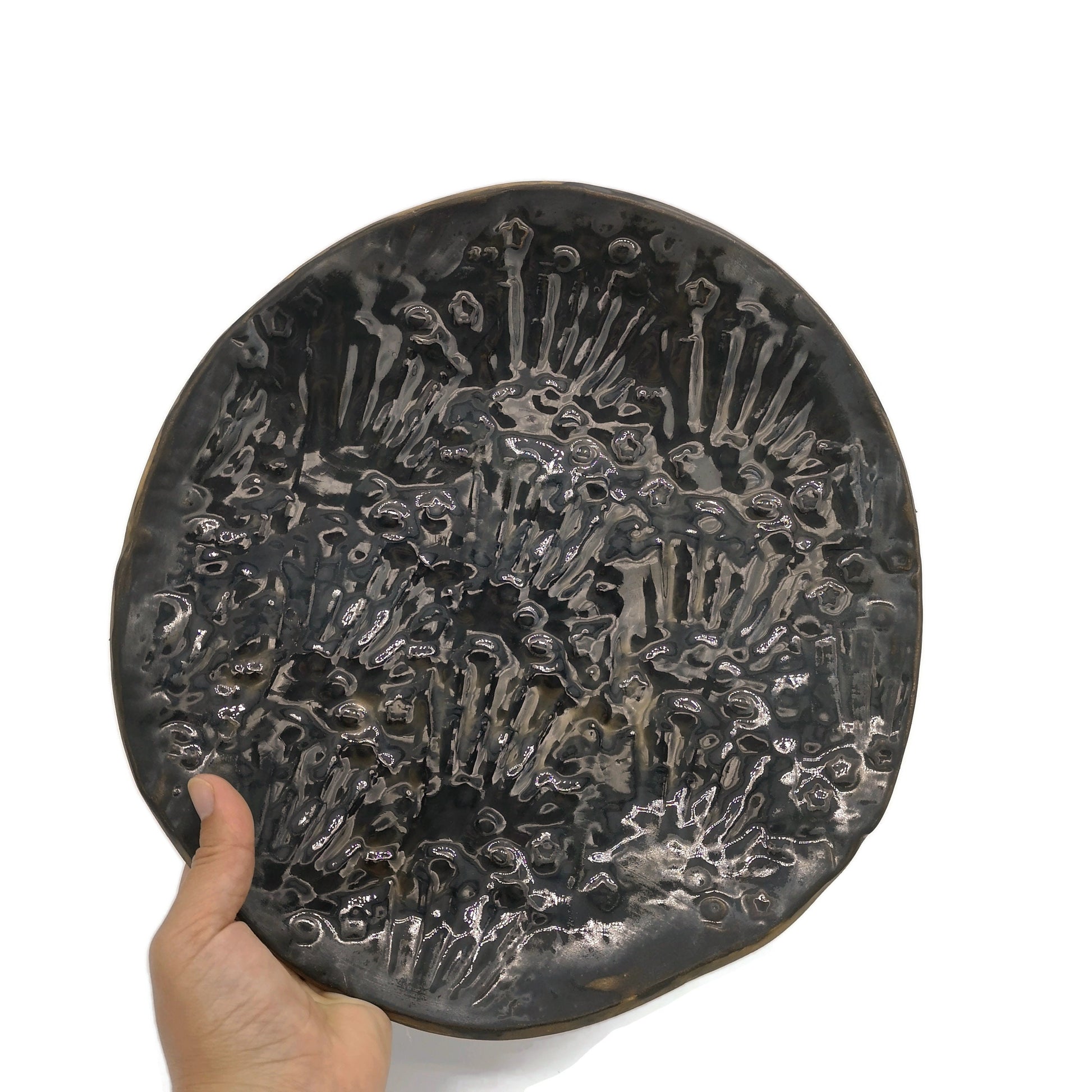 CERAMIC PLATE WALL Decor, Large Serving Plate Dining Room Decor, Unique Dinner Plate, 9th Wedding Anniverssary Gift For Couple, Mom Birthday - Ceramica Ana Rafael