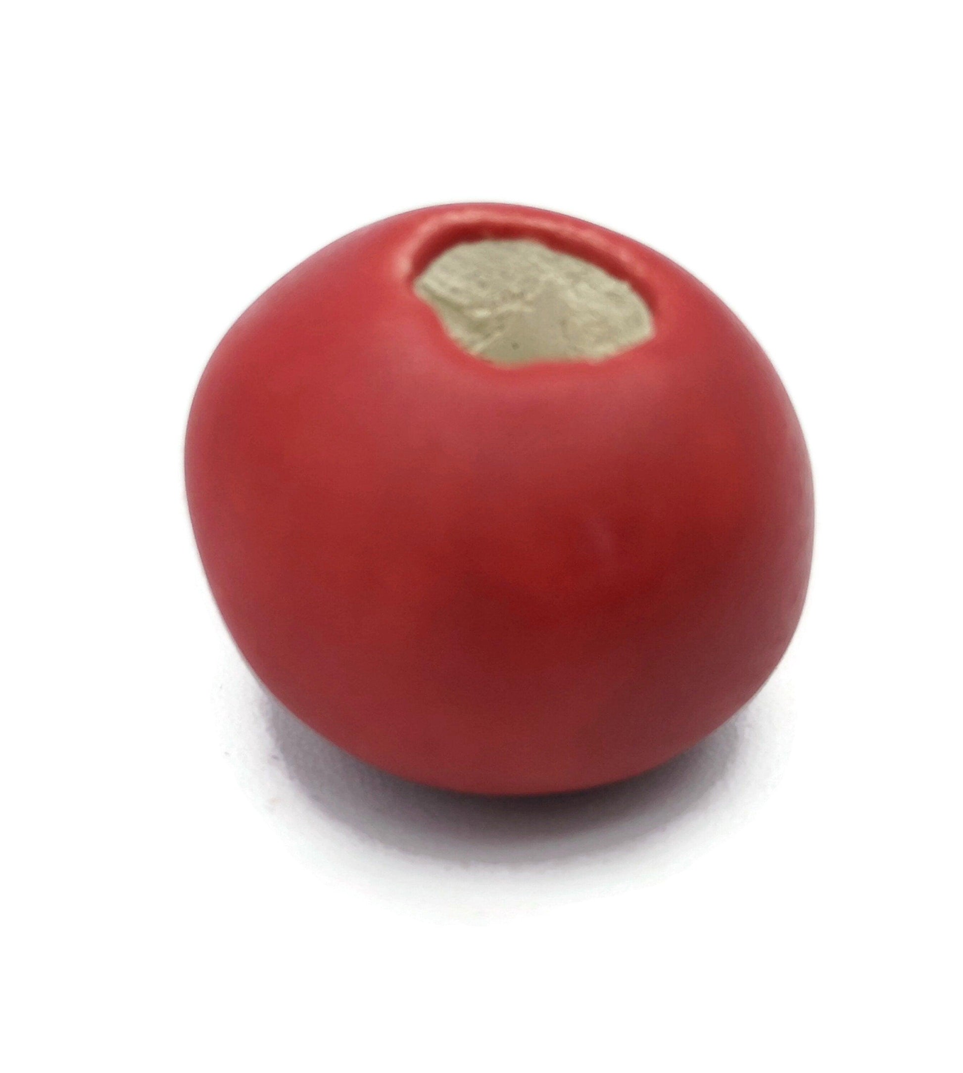 1Pc 20/25/30mm Matte Red Extra Large Handmade Ceramic Beads For Jewelry Making, Macrame Beads Large Hole 7mm, Jumbo Bubblegum Beads - Ceramica Ana Rafael