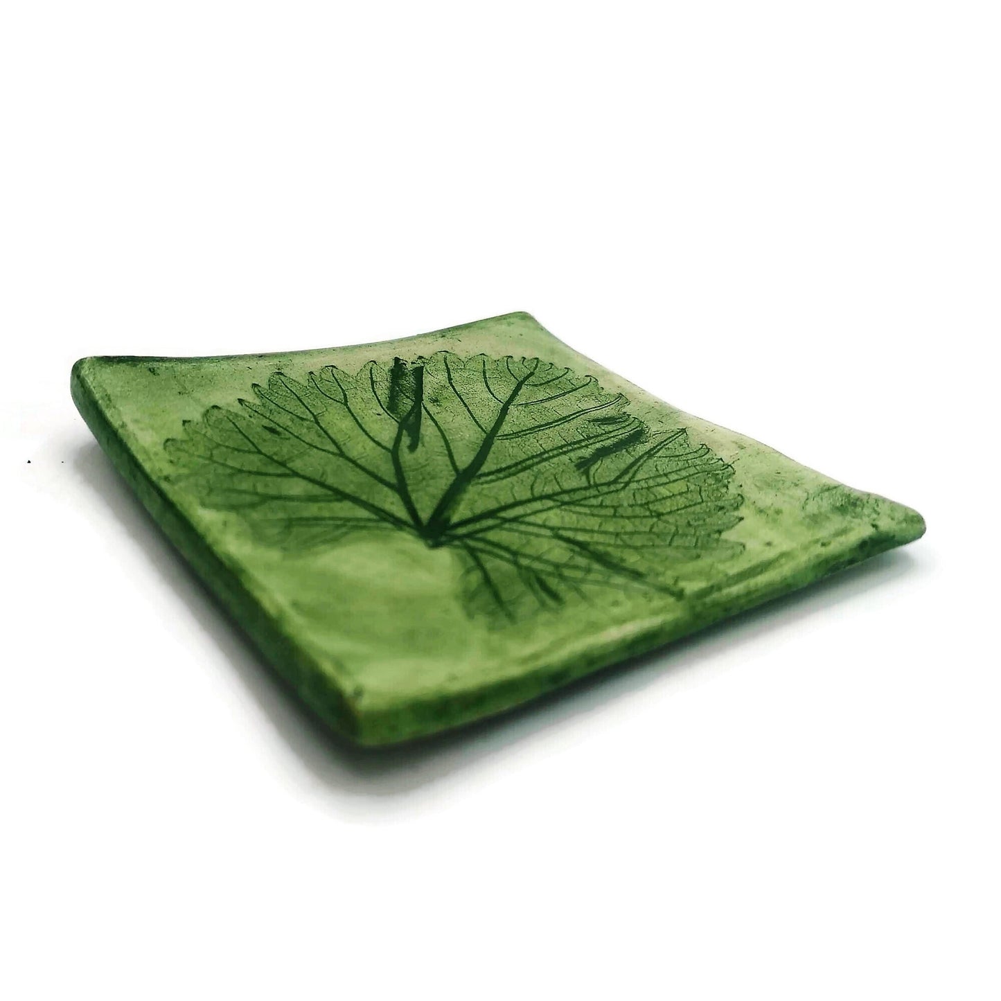 Ceramic candle holder, tealight holder, clay trinket dish, jewelry dish, square tea bag holder, small unique wedding favors - Ceramica Ana Rafael