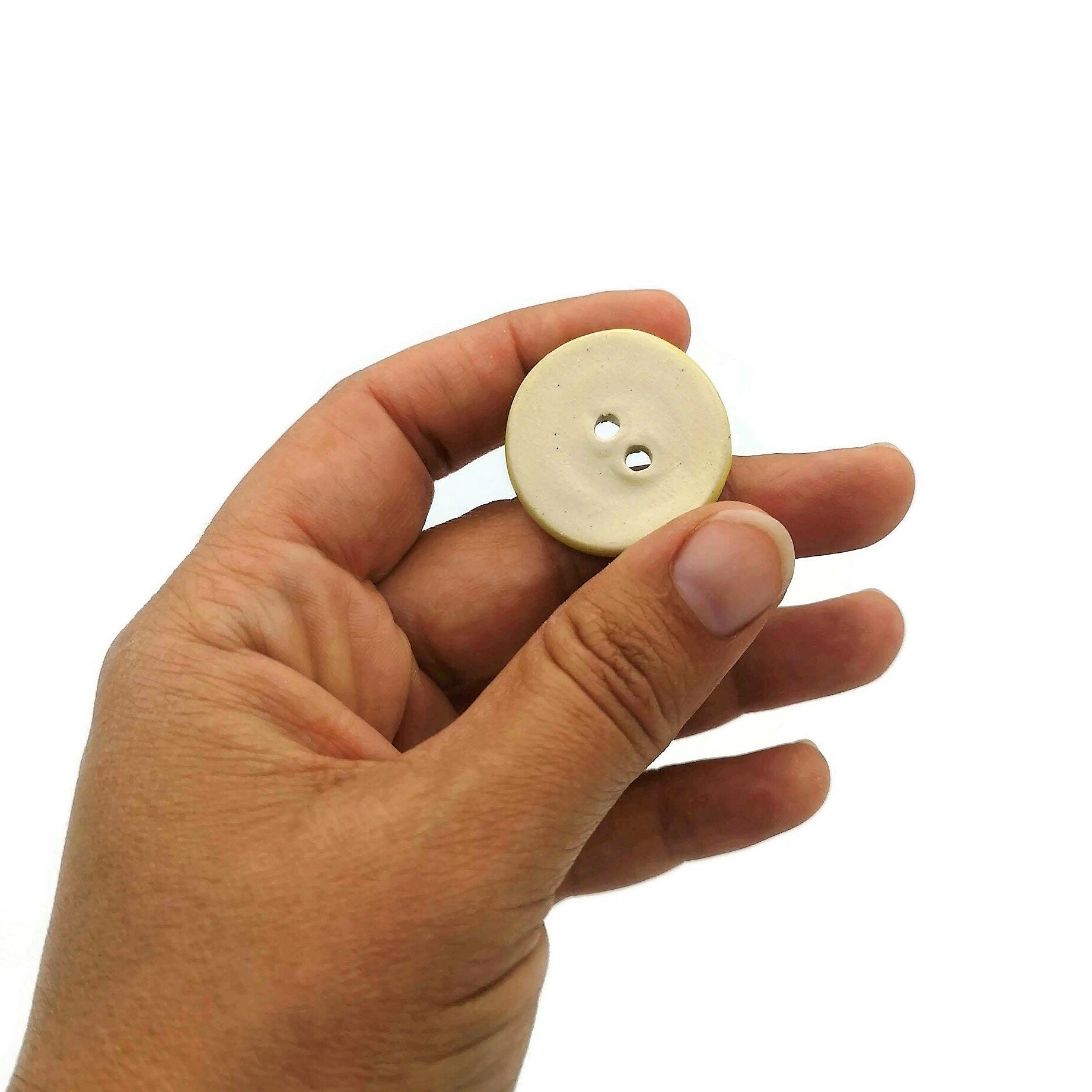 6Pc Green and Yelow Ceramic Buttons 1 inch Wide, Unique Sewing Supplies And Notions, Large Coat Buttons Decorative - Ceramica Ana Rafael