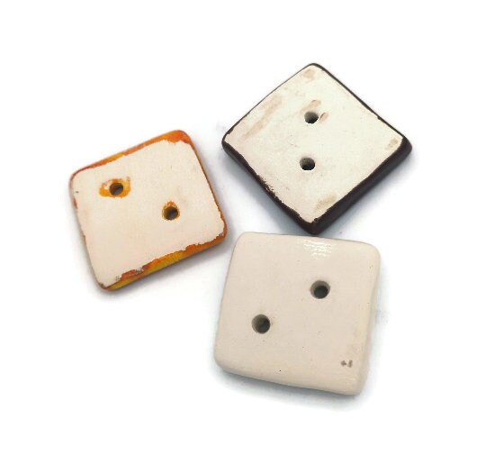 NOVELTY BUTTONS, Handmade Ceramic Sewing Button Lot, Set Of 3 Craft Buttons For Sewing, Fancy Jacket Buttons - Ceramica Ana Rafael