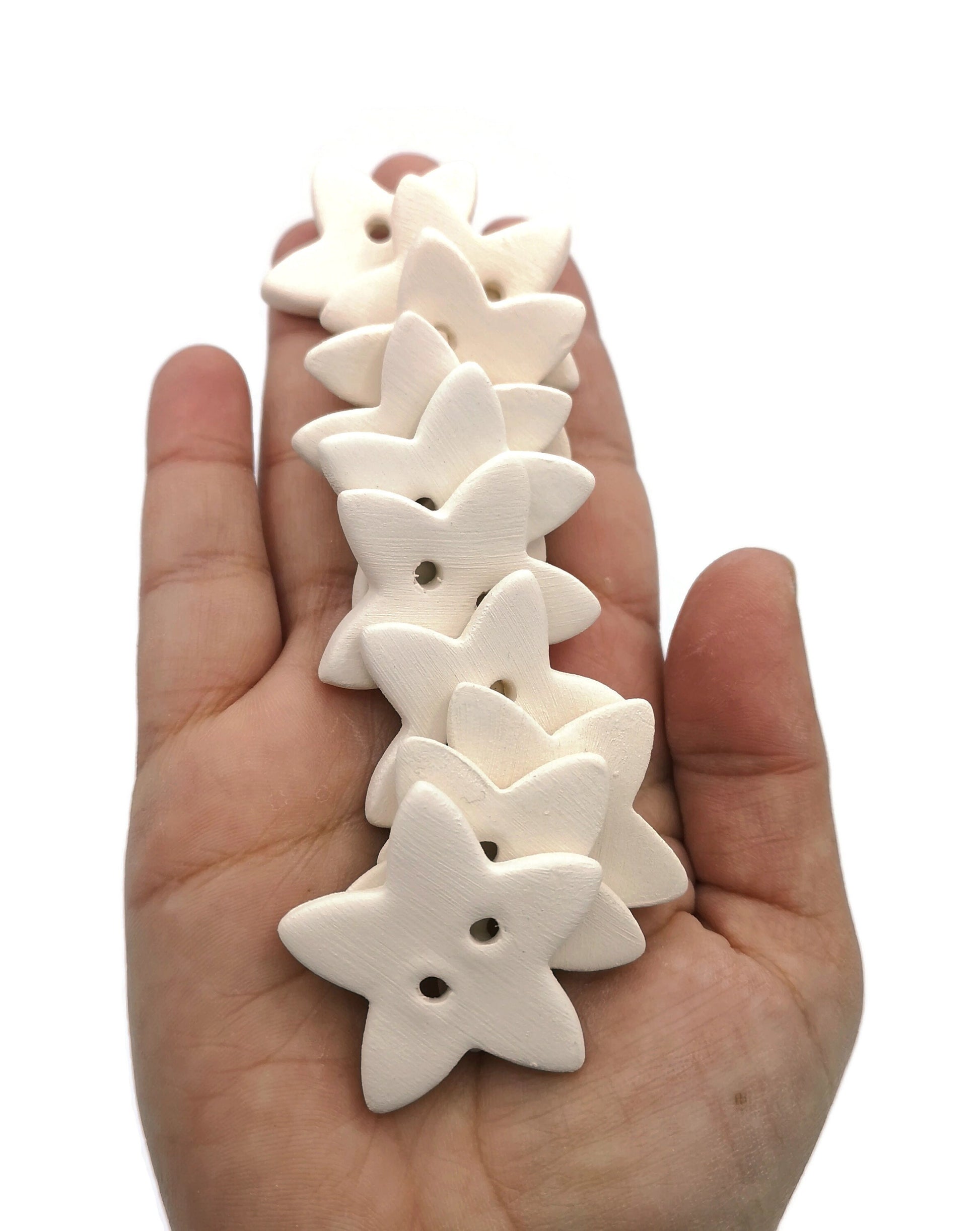 Blank Star Sewing Buttons, Unpainted Handmade Ceramic Bisque Ready To Paint, best sellers celestial buttons for favors ornaments - Ceramica Ana Rafael