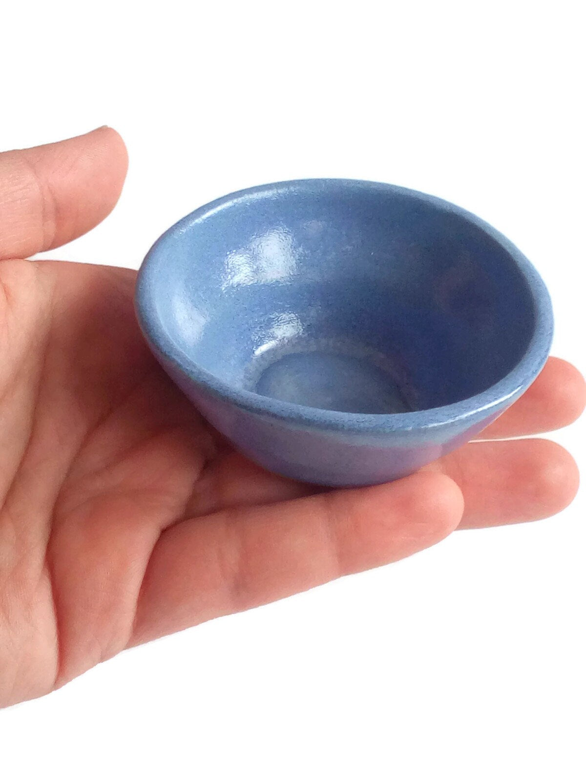 3Pc Blue Handmade Ceramic Bowl Set, Soy Sauce Bowl, Unique Small Sauce Bowls To Serve Small Things, Decorative Bowl Gift For Mom - Ceramica Ana Rafael