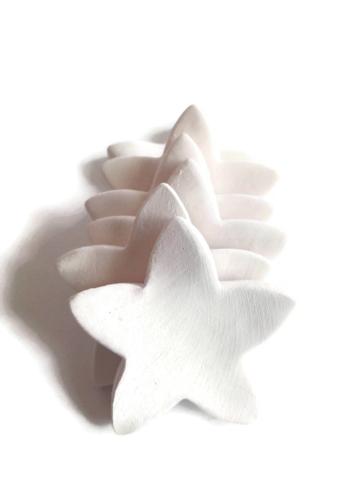 6Pc 45mm Small Ceramic Tiles Star Shaped, Tiny Mosaic Tiles For Crafts, Unpainted Ceramic Bisque Ready To Paint, Best Sellers Handmade - Ceramica Ana Rafael