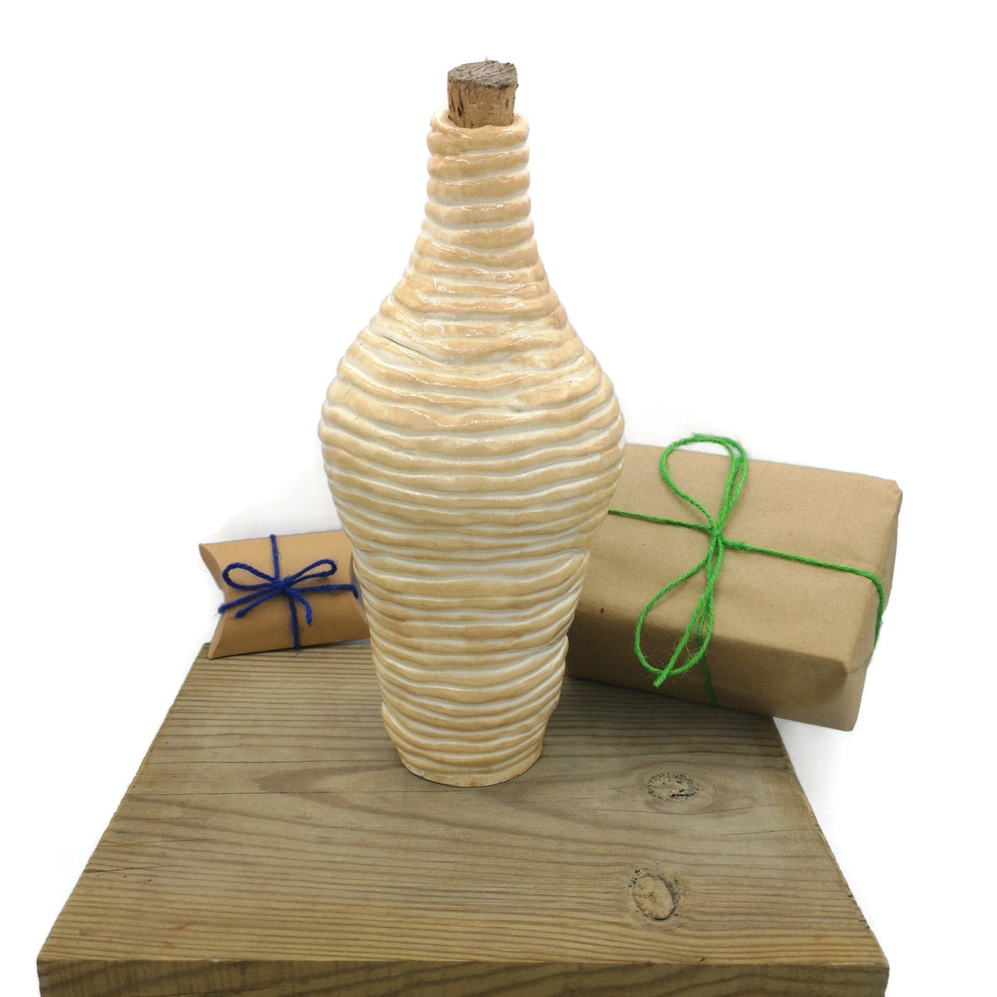 Decorative Bottle With Cork, Best Gifts For Him, Ceramic Vase Farmhouse Decor, Best Sellers Dad Birthday Gift, Rustic Home Decor Ceramic Jar - Ceramica Ana Rafael