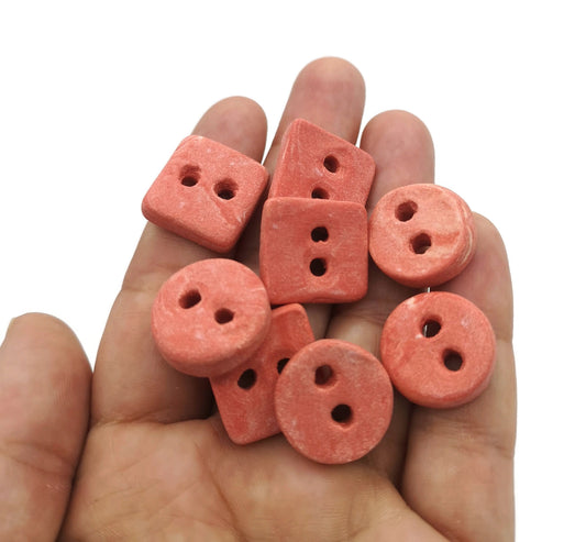 Handmade Ceramic Sewing Buttons Lot Of 8 Decorative Buttons, Sewing Supplies And Notions, Kawaii Buttons For Blouse Coat Jacket - Ceramica Ana Rafael