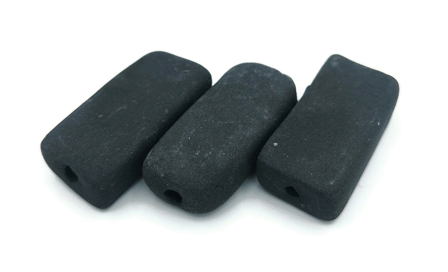 LARGE RECTANGULAR BEADS, Ceramic Beads Matt Set of 3 Tile Beads For Crafting Or Decorating, Jewelry Making Beads - Ceramica Ana Rafael